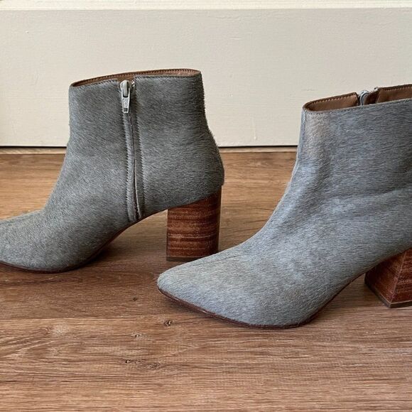 Huma Blanco VANIA Gray Genuine Calf Hair Pointed Toe Ankle Bootie Size 38 US 7.5 - Picture 8 of 11
